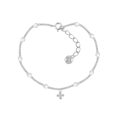 CZ Station and Bottony Cross Bracelet
