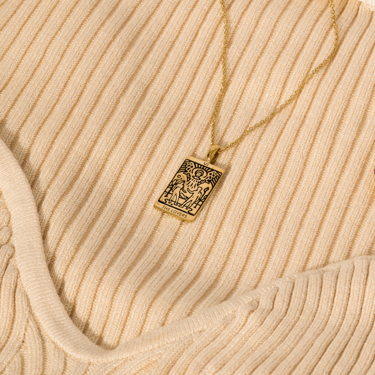 Tarot Card The Lovers Pendant Necklace