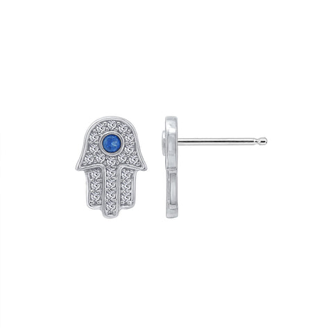 Pave Hamsa Hand Stud Earrings