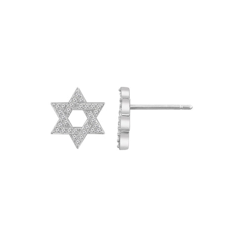 Star Of David CZ Stud Earrings
