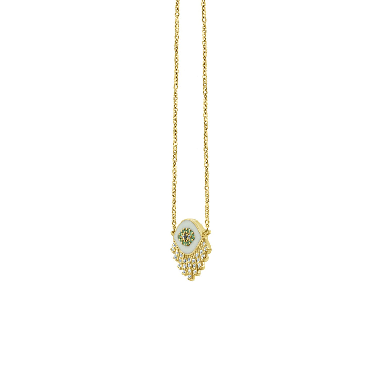 Enamel Evil Eye With CZ Necklace