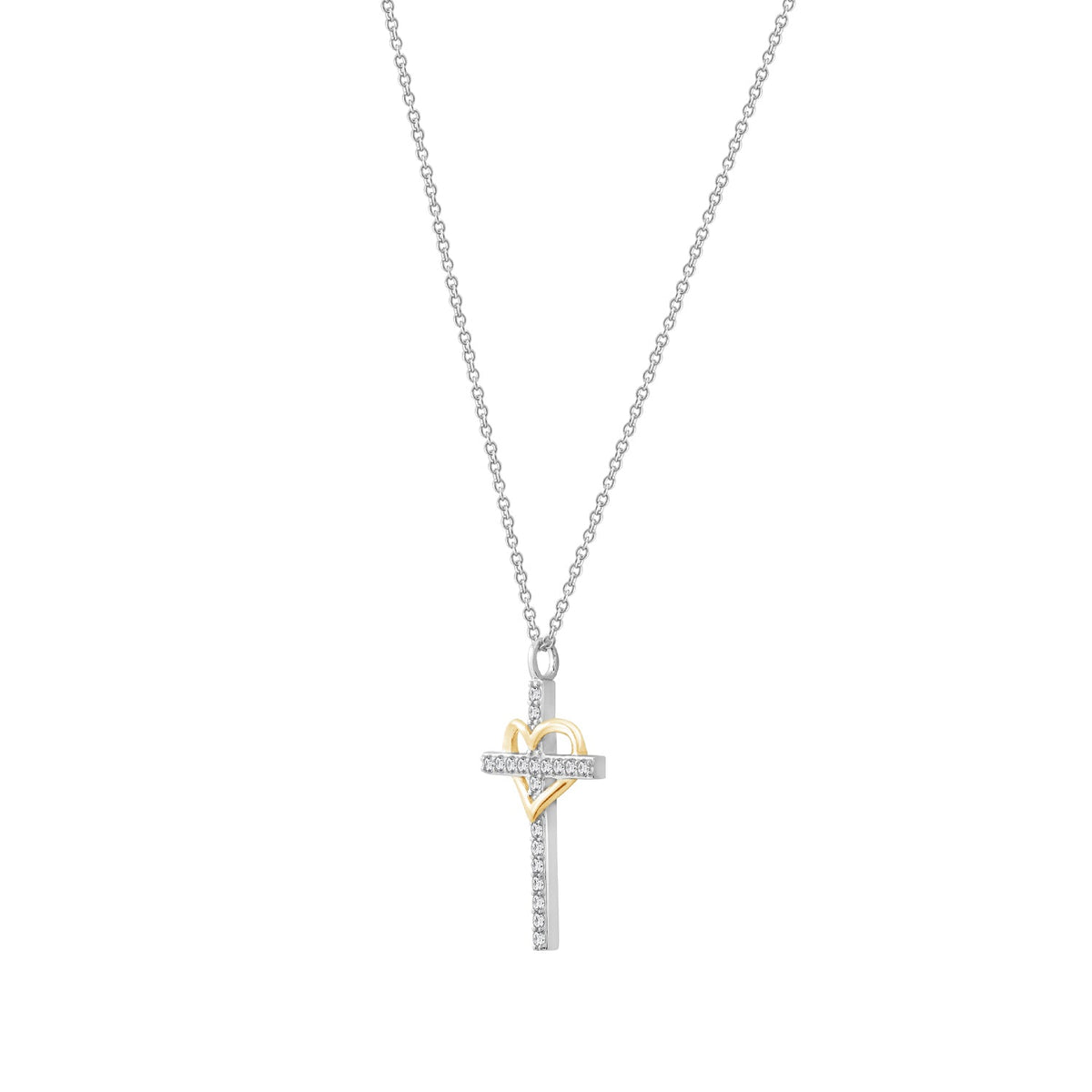 Cross With Heart  Pendant Necklace