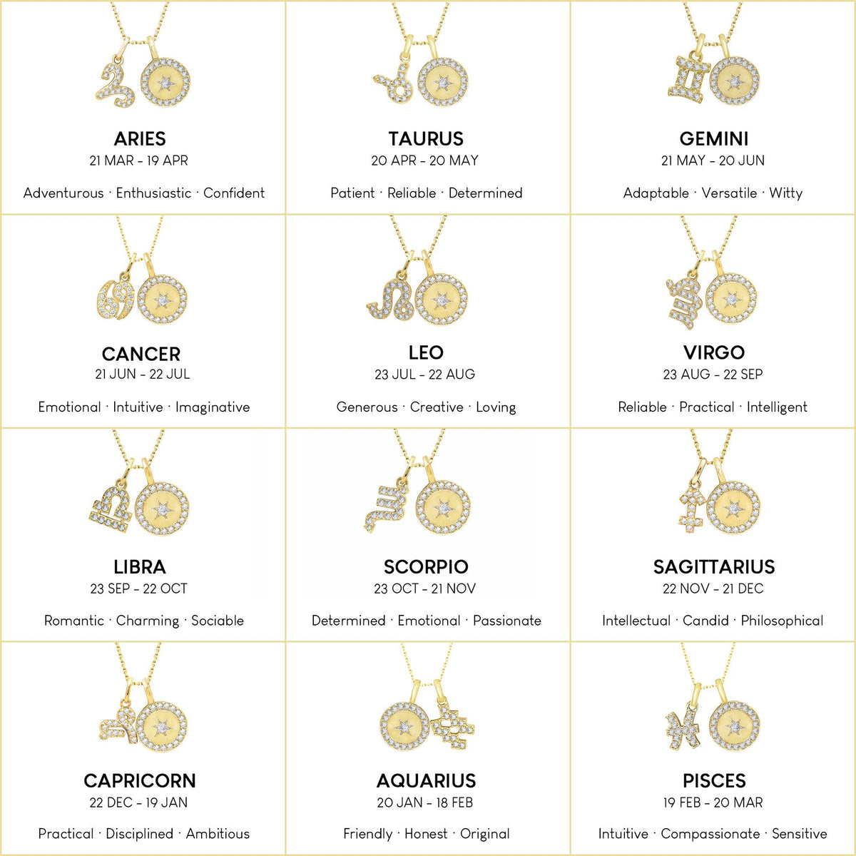 Zodiac Pendant Set Necklace