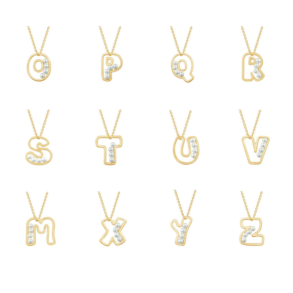 Chubby Pearl Initial Pendant Necklace