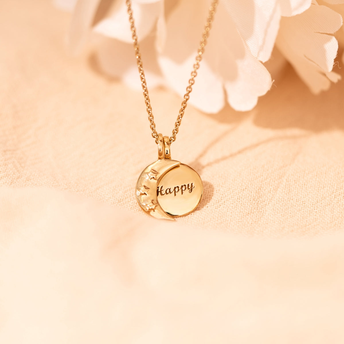 Personalized Name in Moon and Star Pendant Necklace