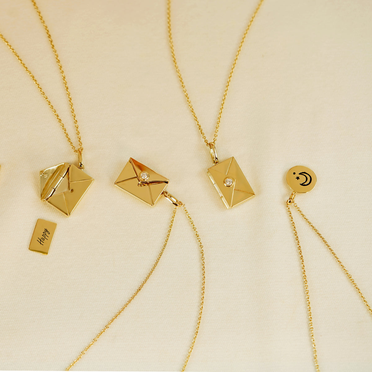 Envelope Pendant Necklace With Birth Month Flowers