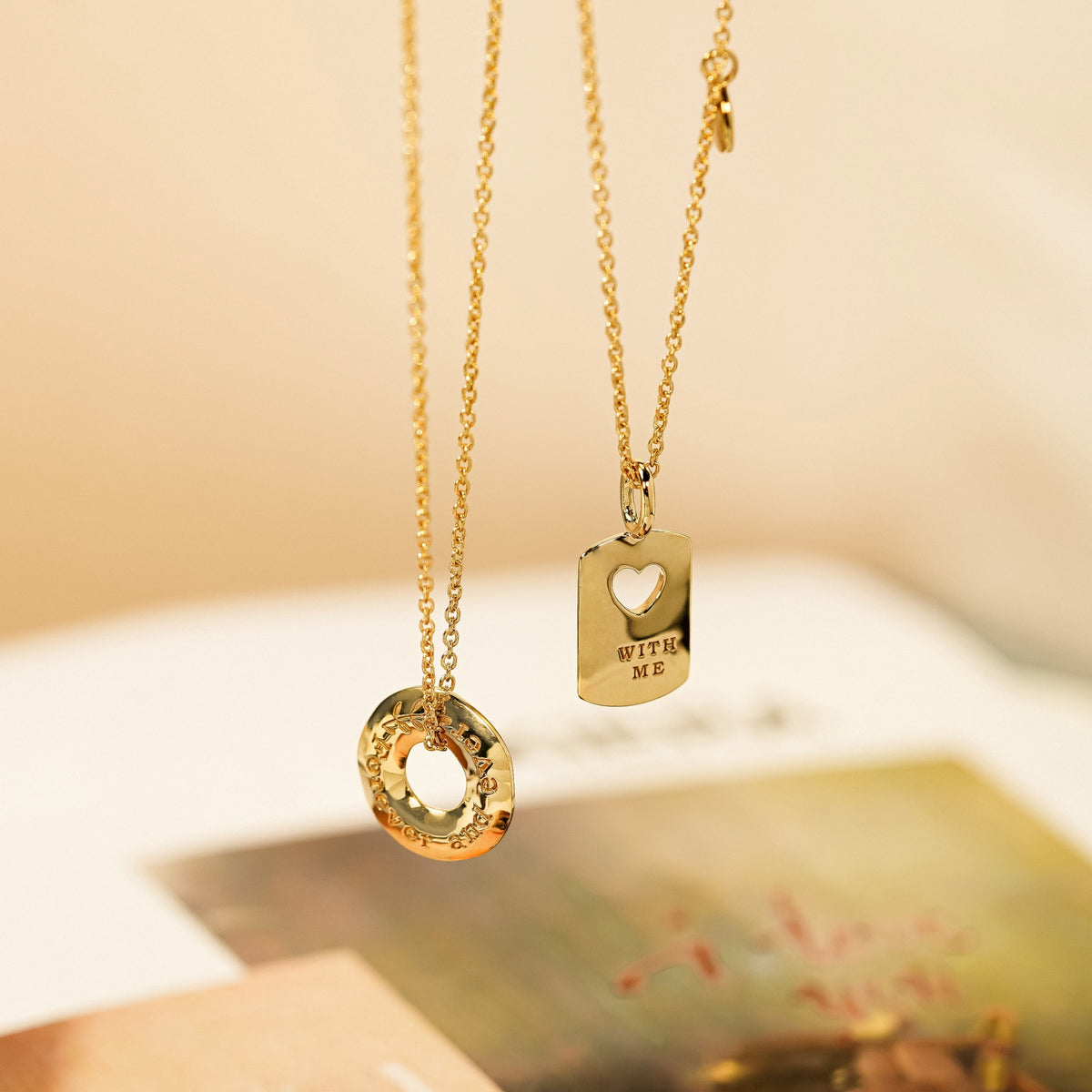 Hollow Heart Dog Tag Pendant Necklace