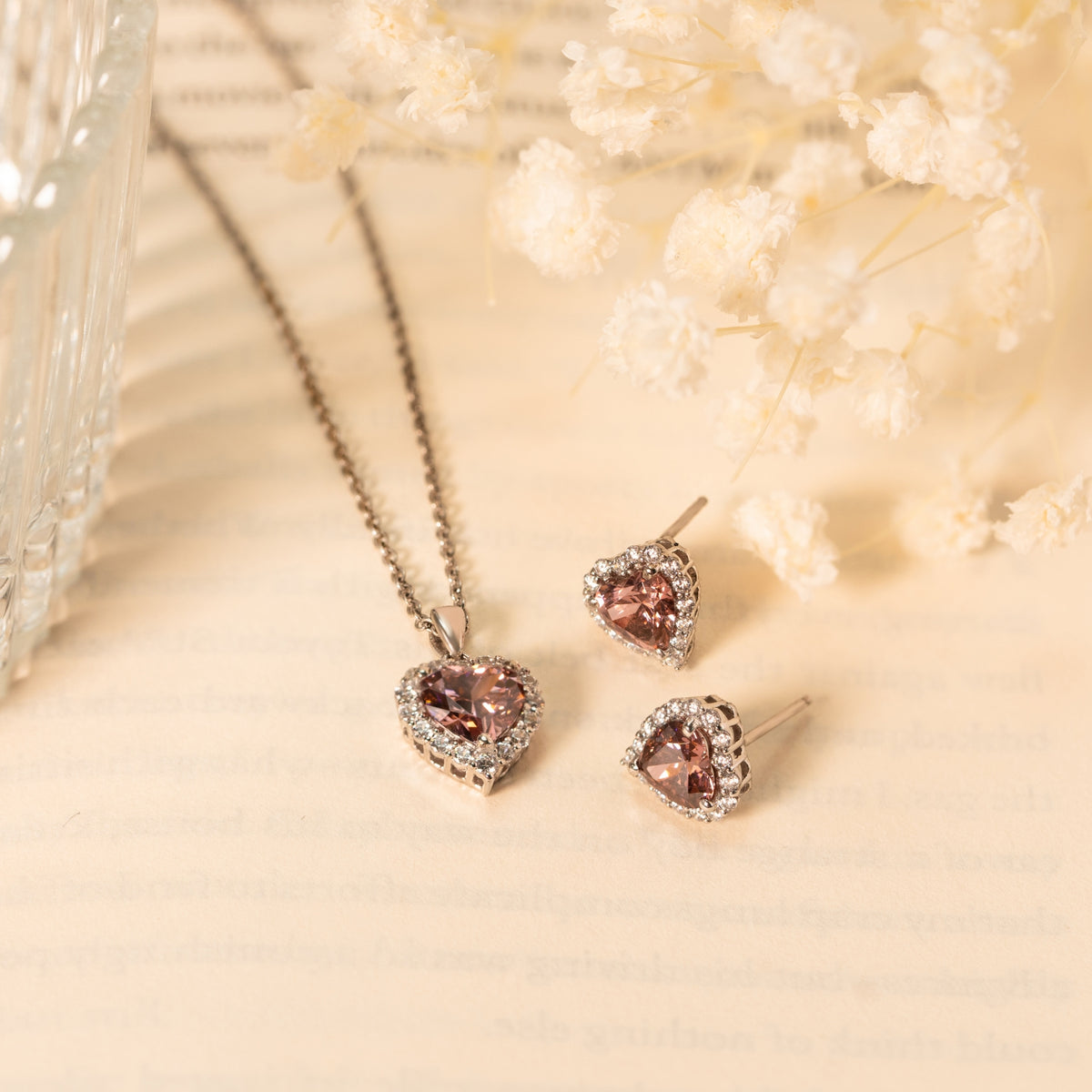 Heart Halo Birthstone Necklace