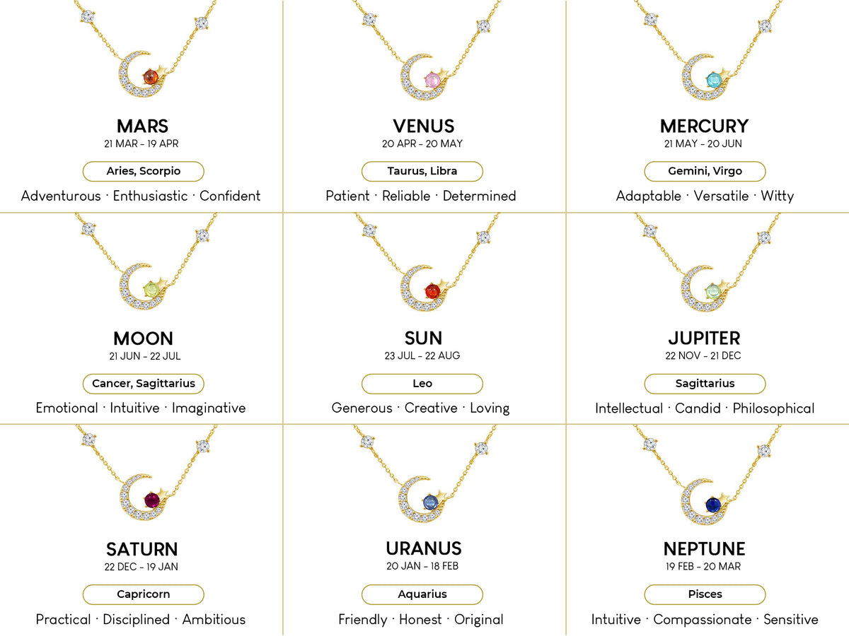 Crescent Galaxy Planet Necklace