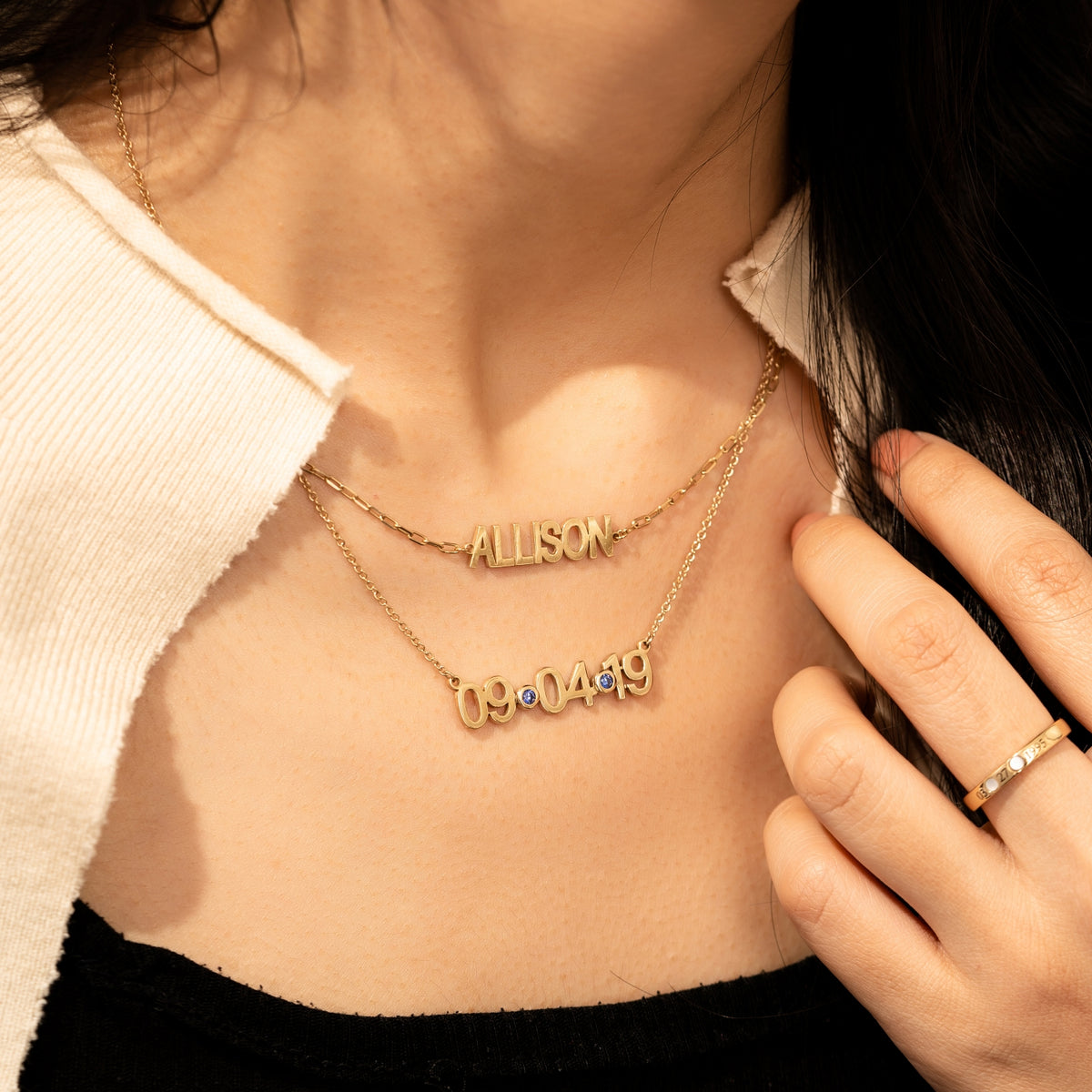 Personalized Date Necklace with Birthstones