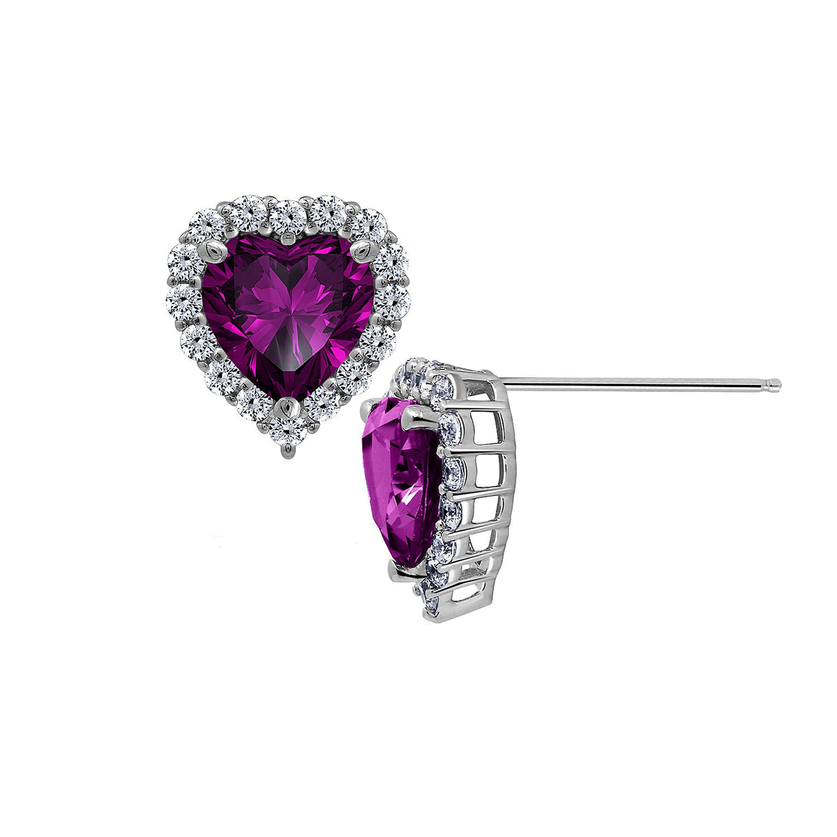 Heart Shaped Birthstone Stud Earrings