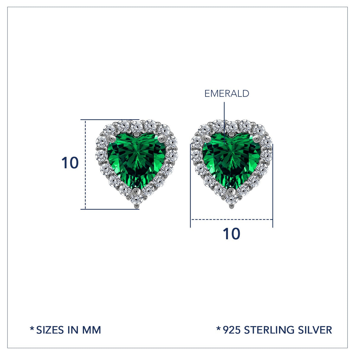 Heart Shaped Birthstone Stud Earrings