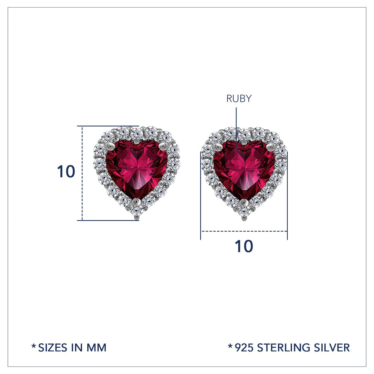 Heart Shaped Birthstone Stud Earrings