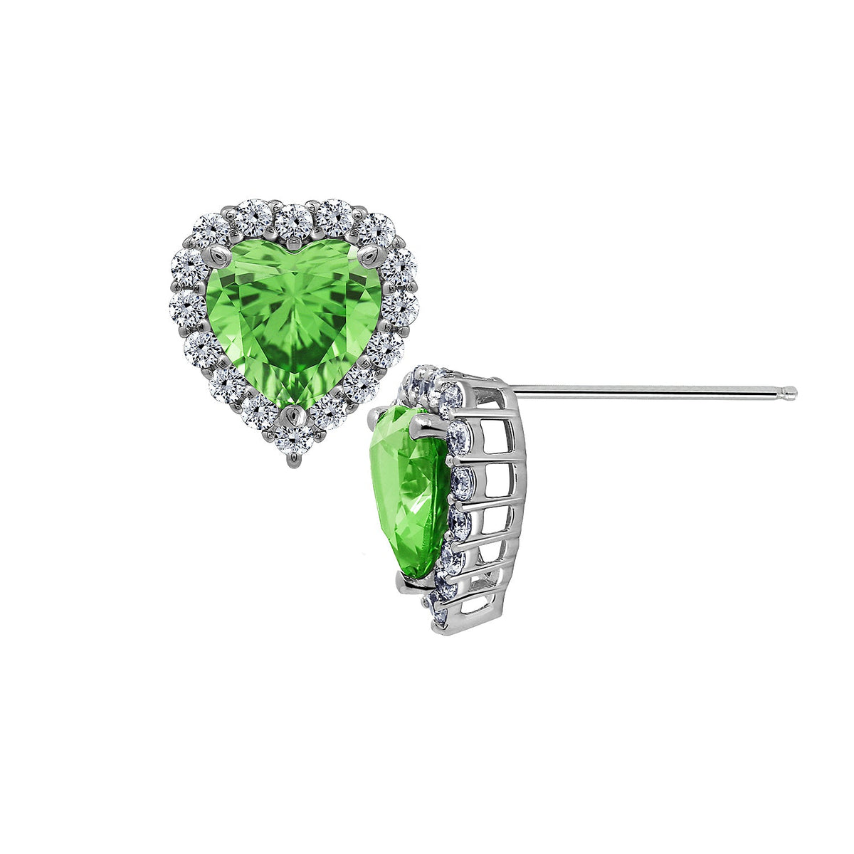 Heart Shaped Birthstone Stud Earrings