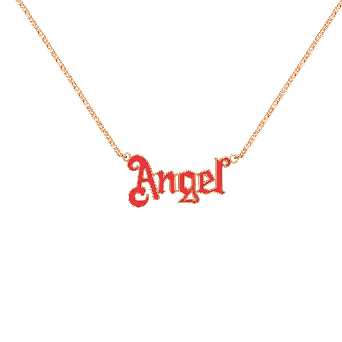 Personalized Name Gothic Style Enamel Pendant Necklace