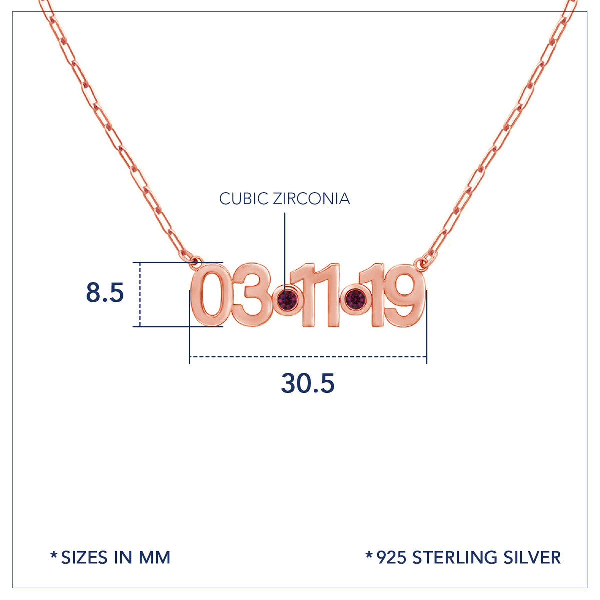 Personalized Date Necklace with Birthstones