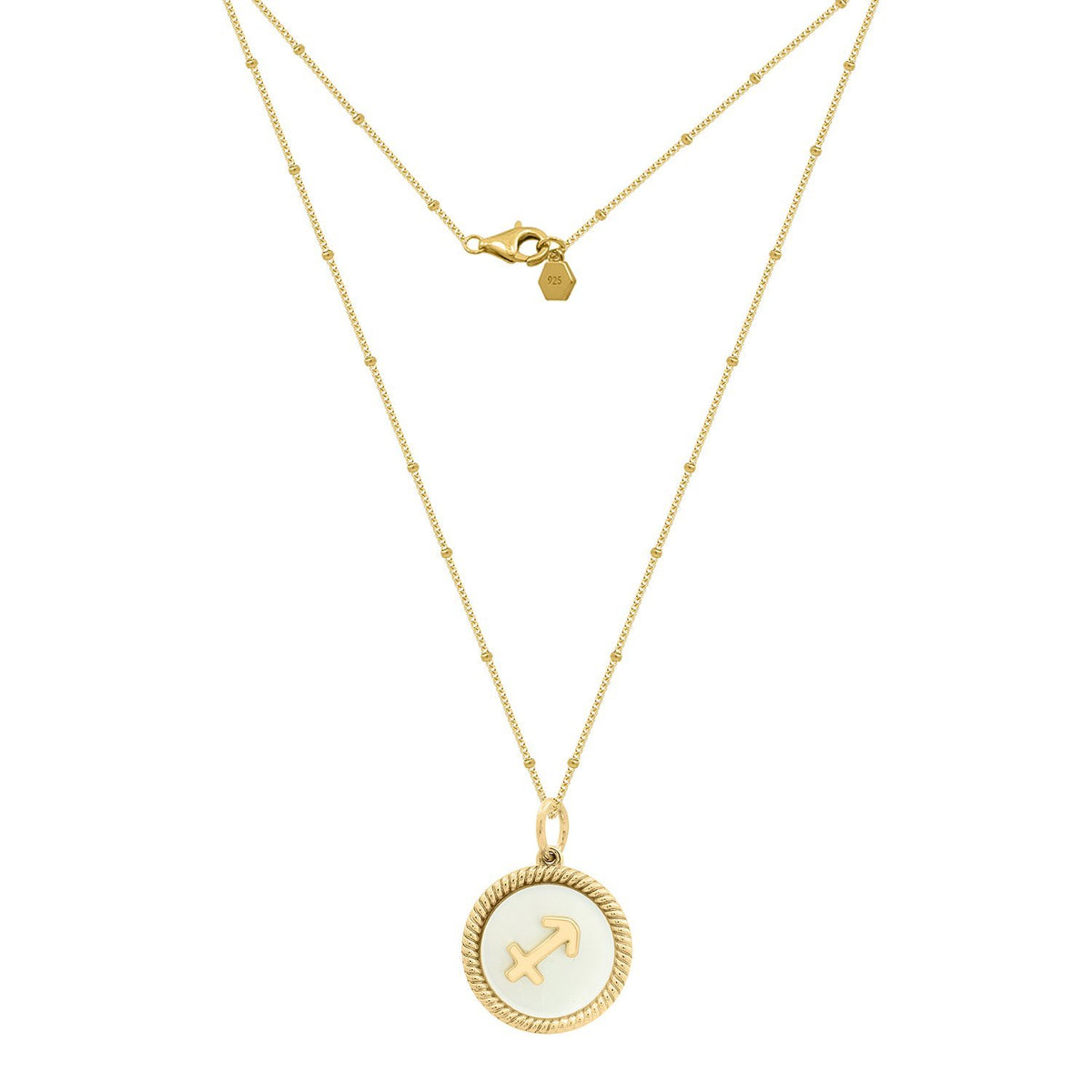Zodiac Mother of Pearl Disc Necklace