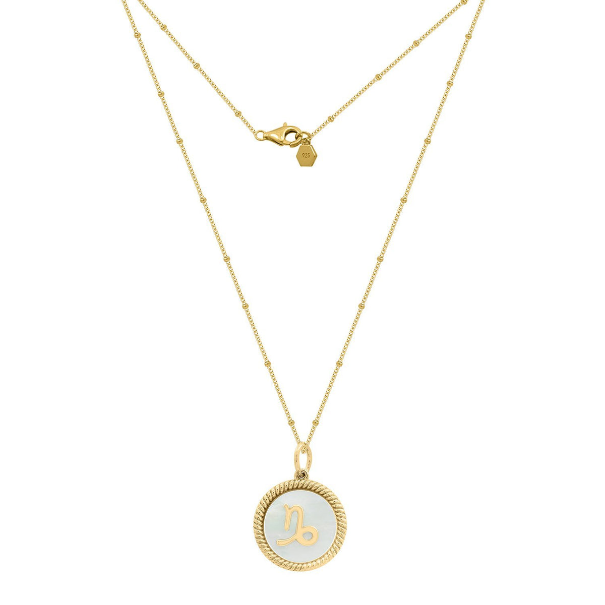 Zodiac Mother of Pearl Disc Necklace