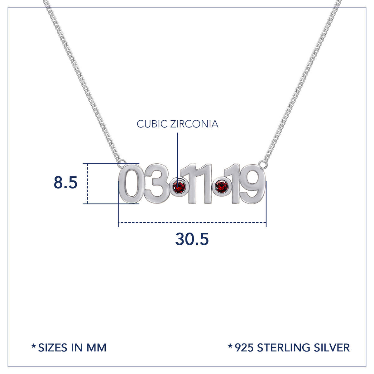 Personalized Date Necklace with Birthstones