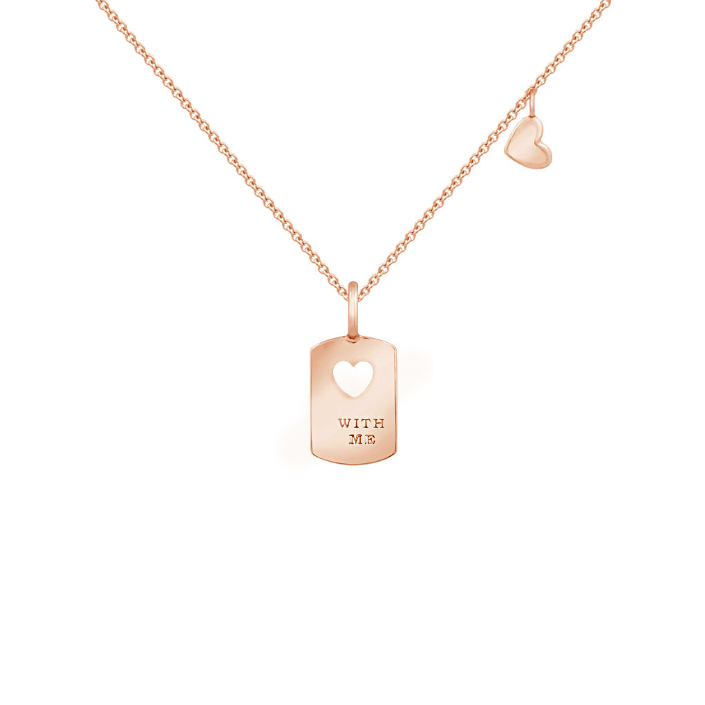 Hollow Heart Dog Tag Pendant Necklace