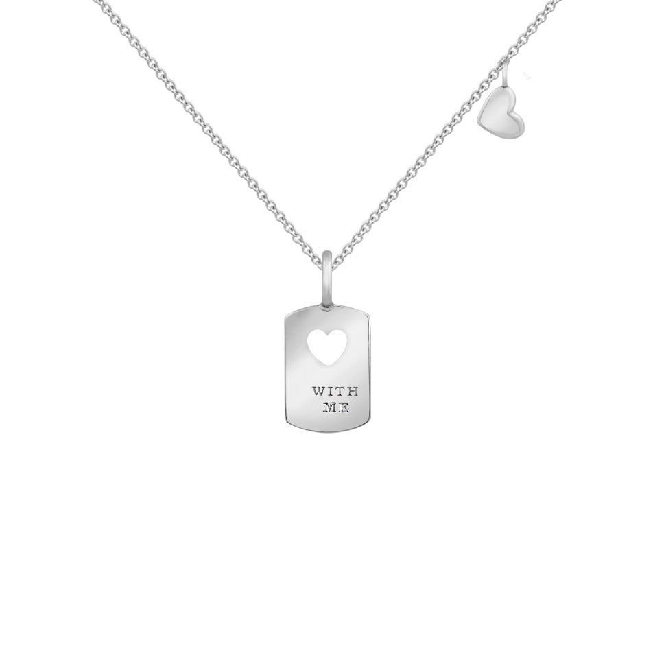 Hollow Heart Dog Tag Pendant Necklace
