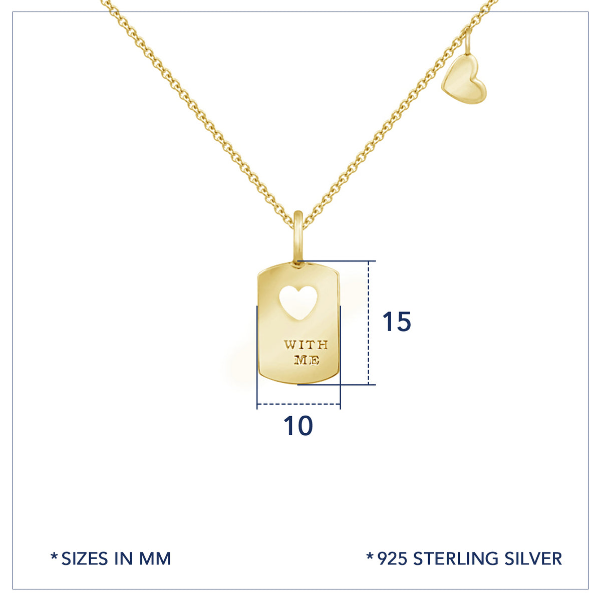 Hollow Heart Dog Tag Pendant Necklace
