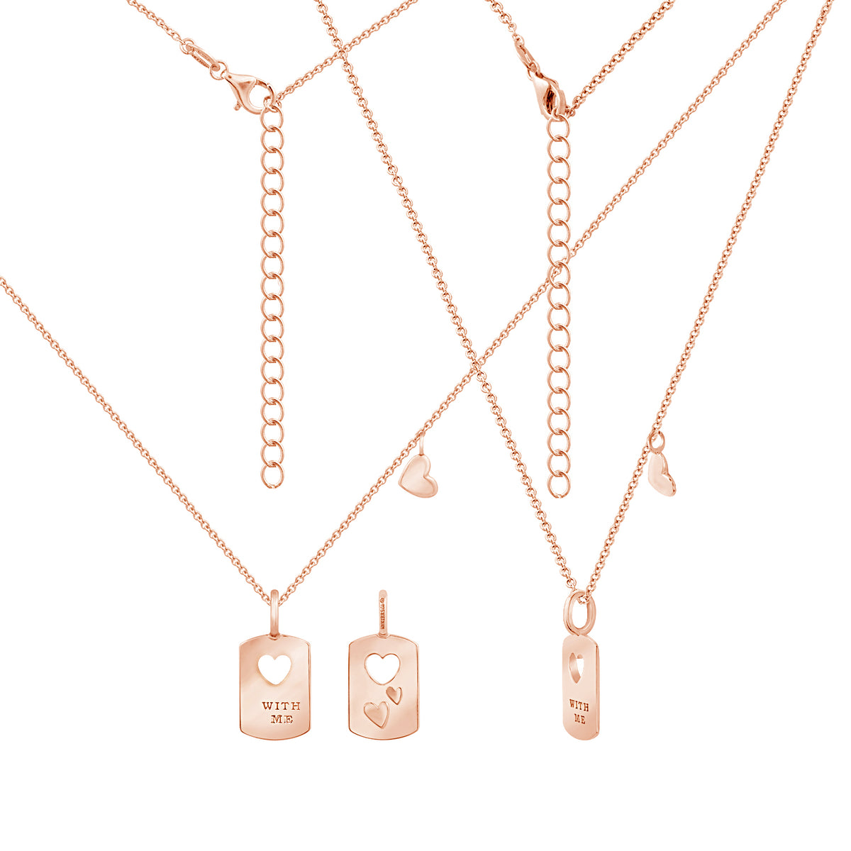 Hollow Heart Dog Tag Pendant Necklace