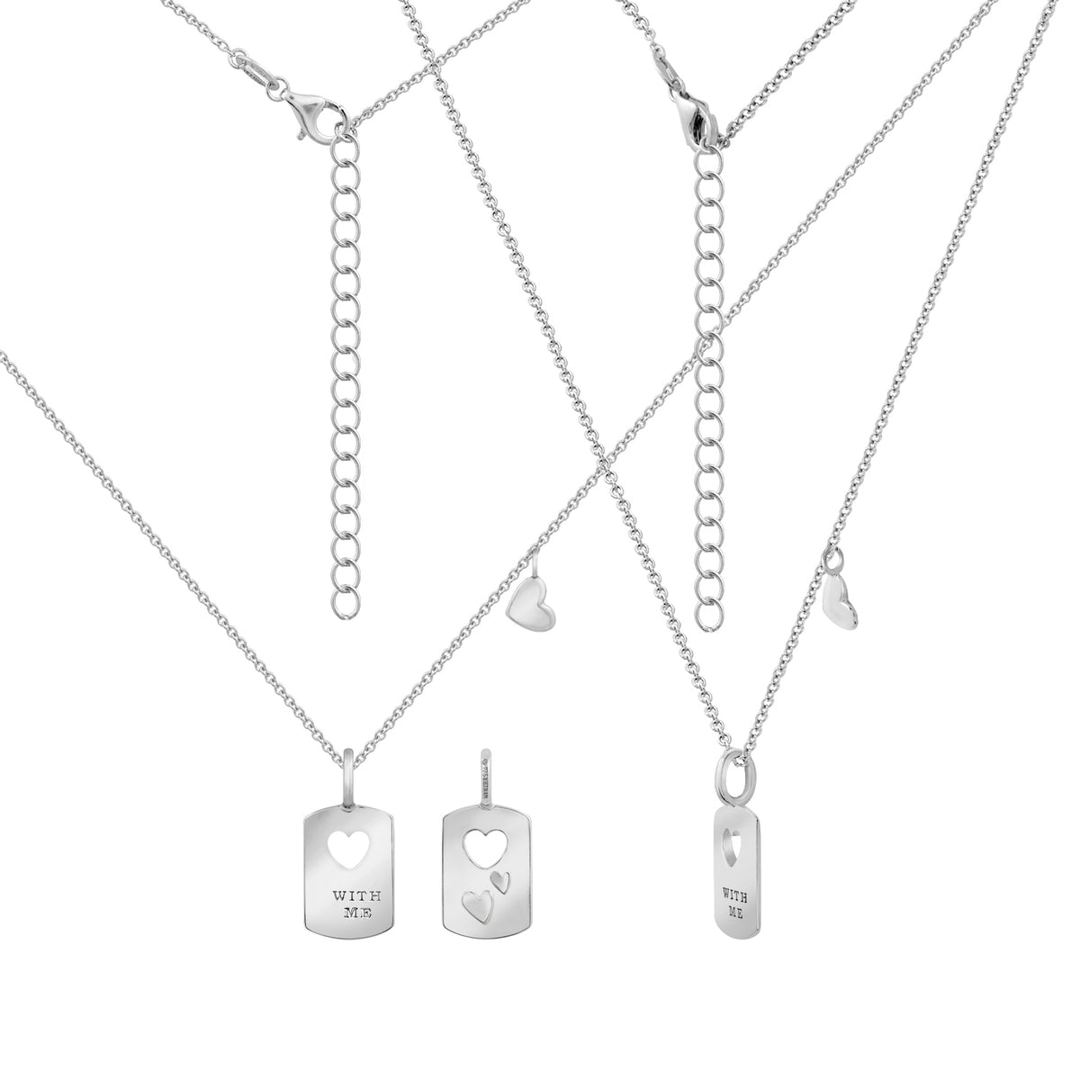 Hollow Heart Dog Tag Pendant Necklace