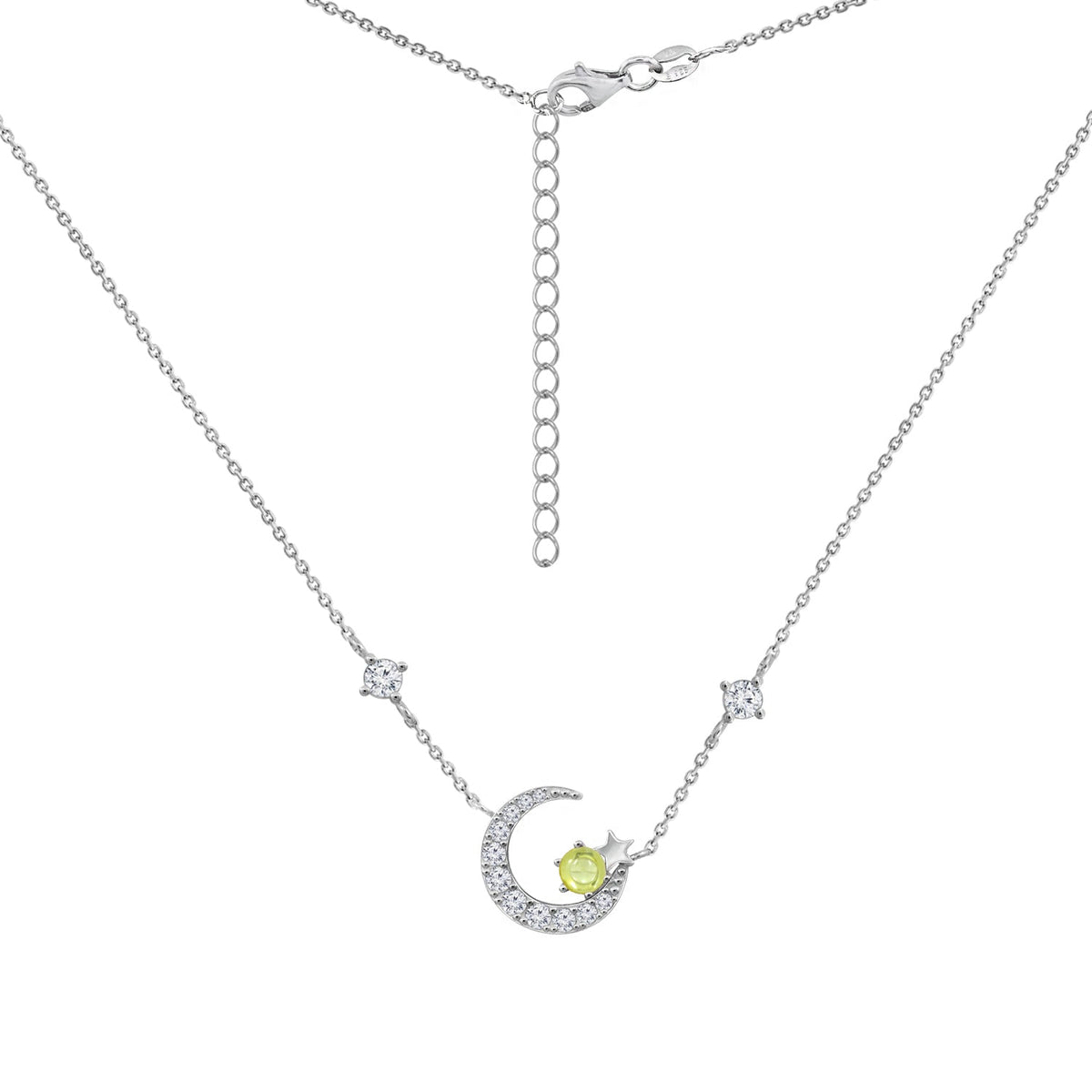 Silver Planet Moon Necklace