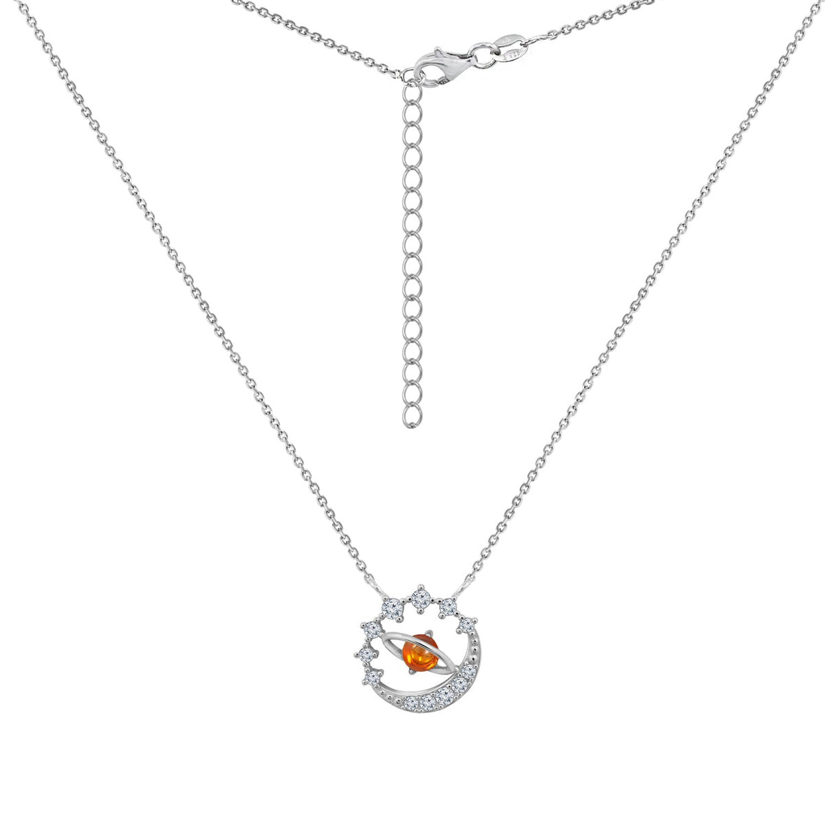Silver Planet Mars Necklace