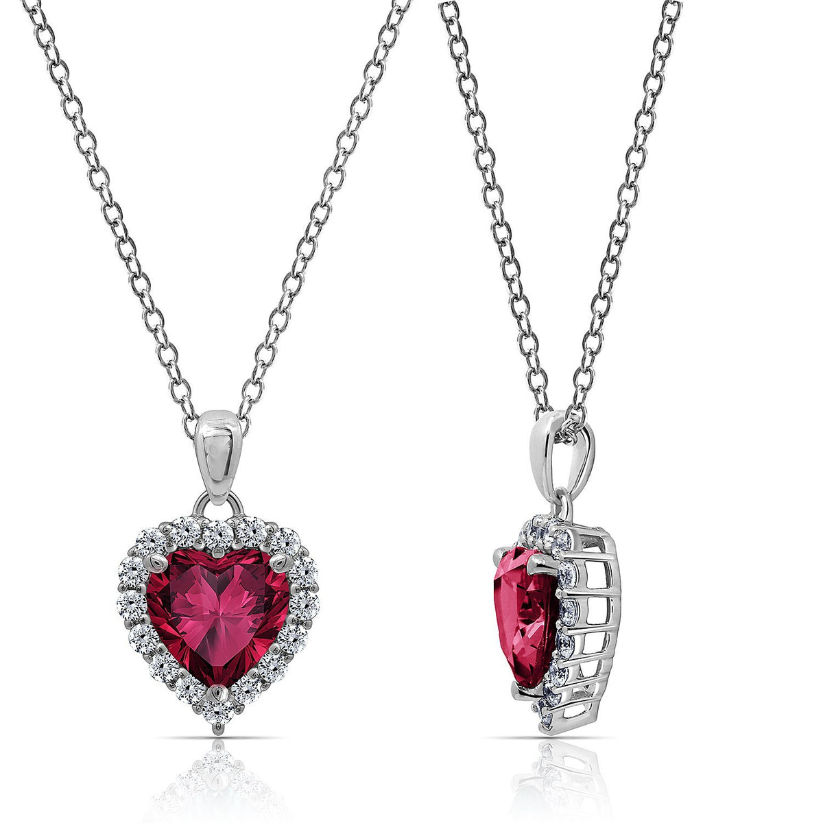 Heart Halo Birthstone Necklace