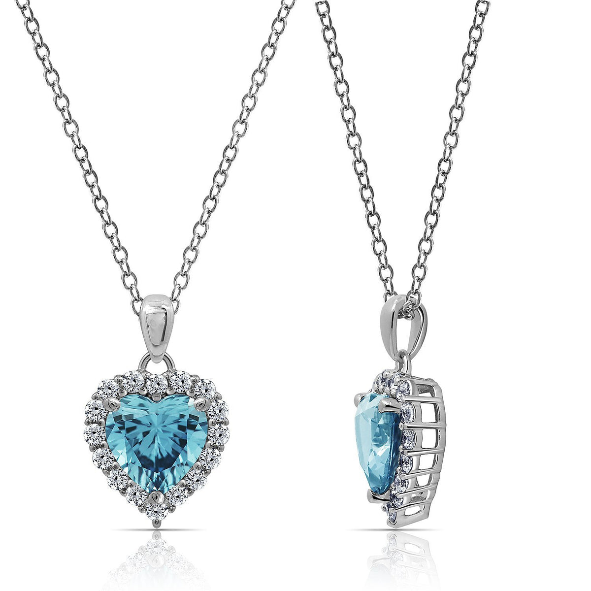 Heart Halo Birthstone Necklace