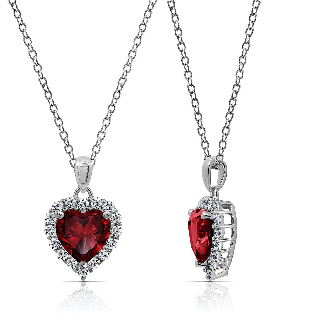Heart Halo Birthstone Necklace