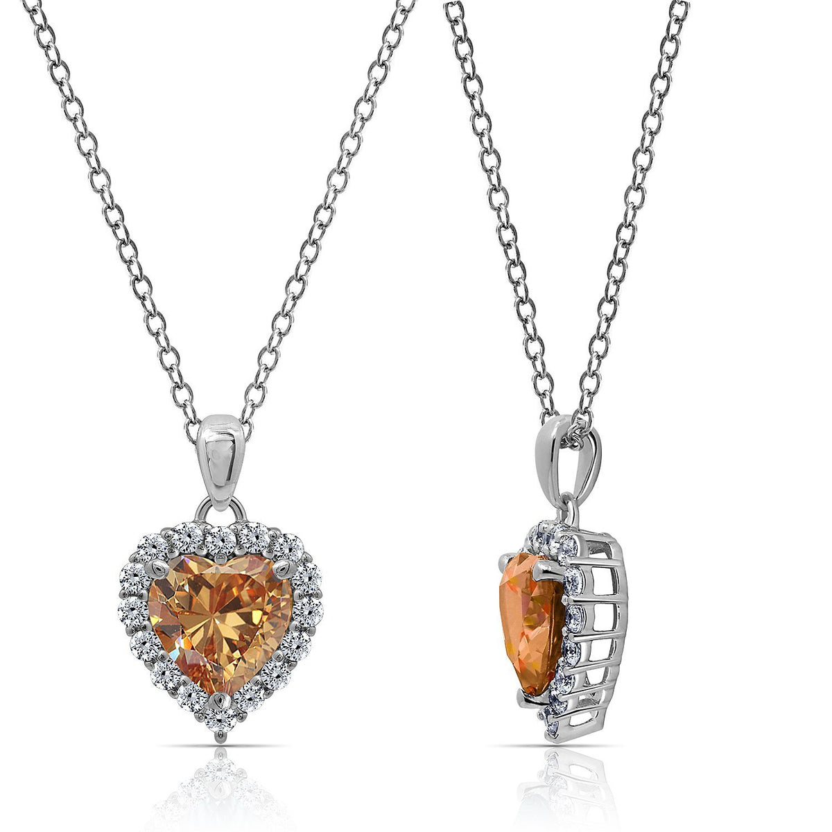 Heart Halo Birthstone Necklace