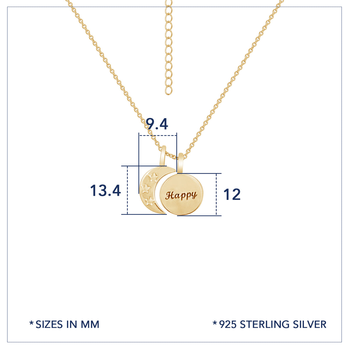Personalized Name in Moon and Star Pendant Necklace
