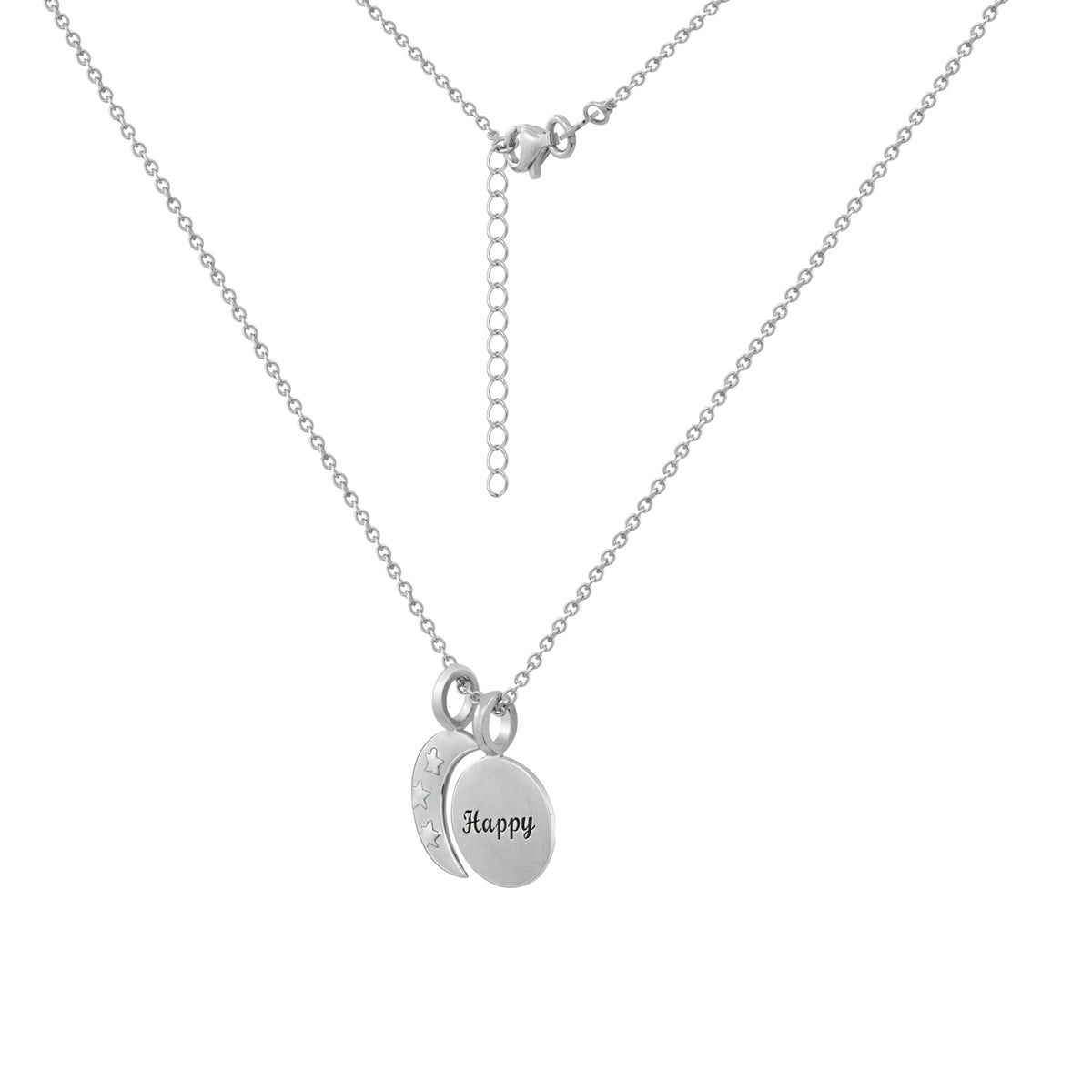 Personalized Name in Moon and Star Pendant Necklace