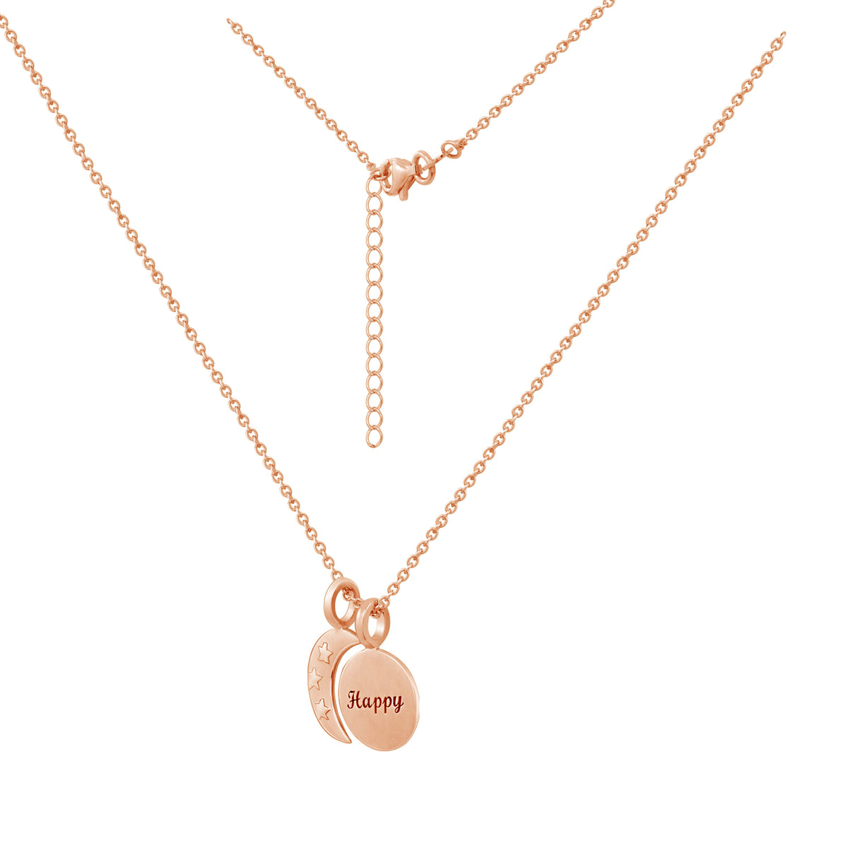 Personalized Name in Moon and Star Pendant Necklace