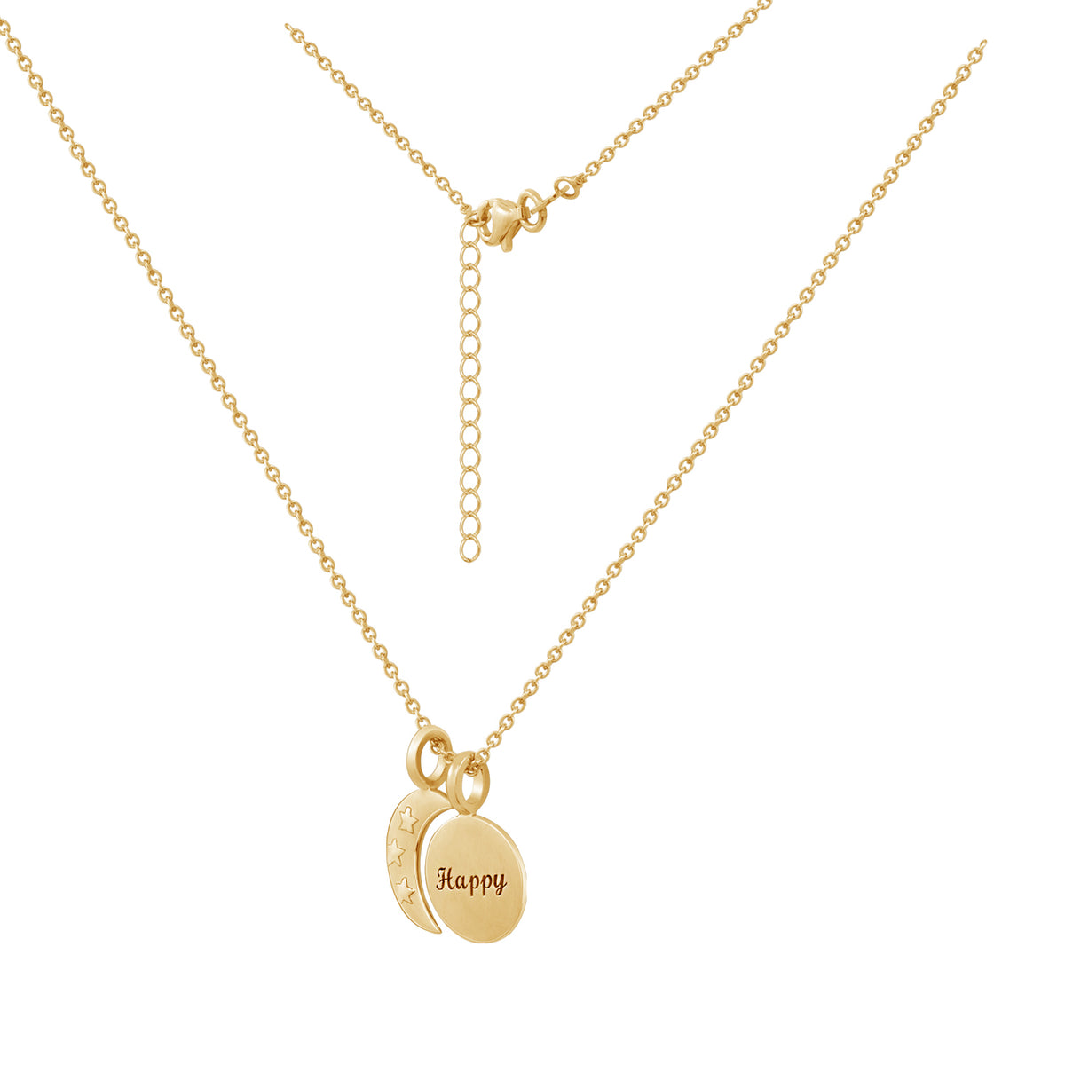 Personalized Name in Moon and Star Pendant Necklace