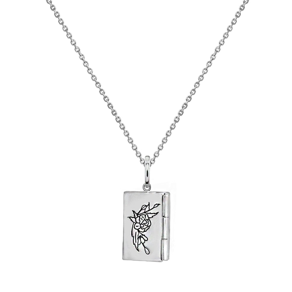 Envelope Pendant Necklace With Birth Month Flowers